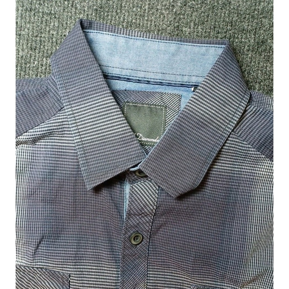 7 Diamonds Mens Large Stiped Long Sleeve Button-Down